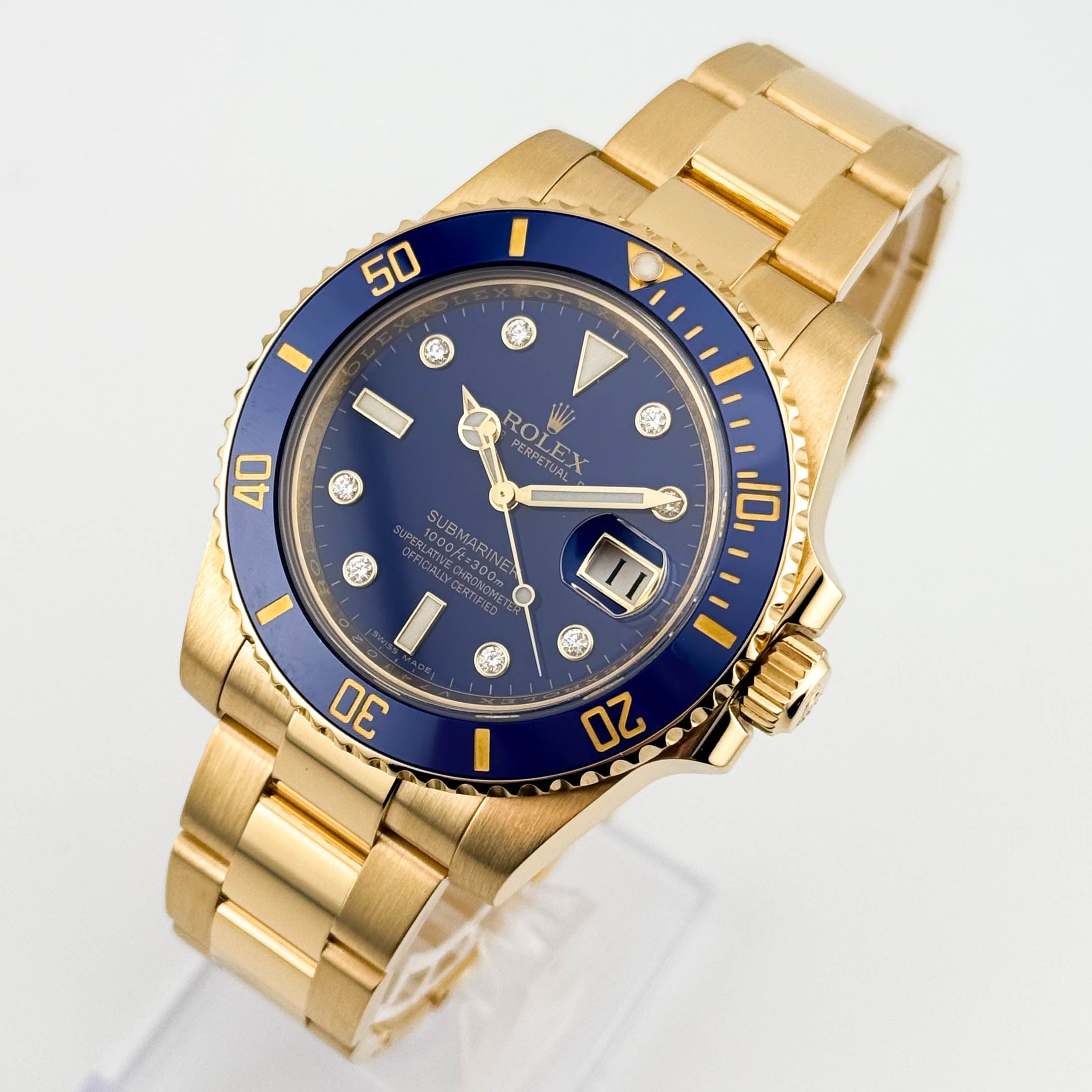 Rolex Submariner 40 Gelbgold 116618LB - 2014 Diamond Dial -