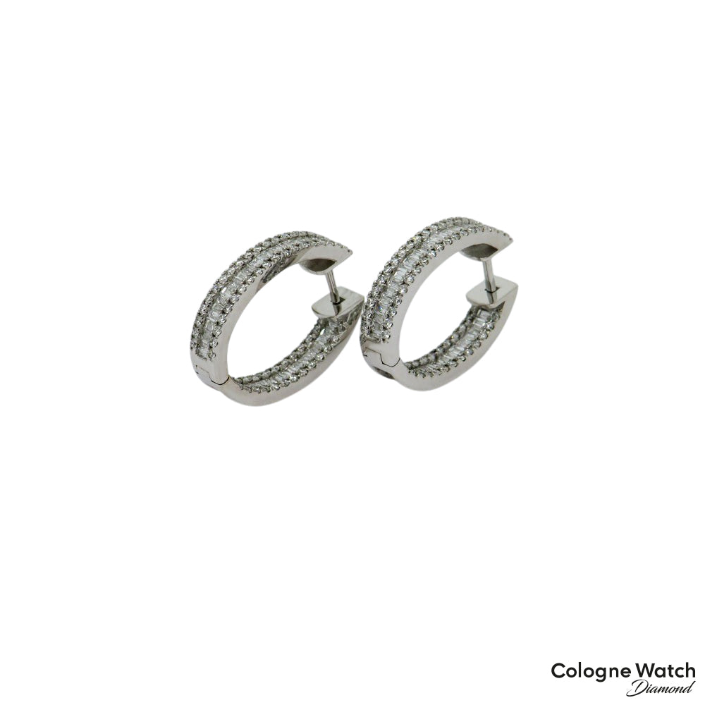 Creoles Earrings with 1.48ct F-G/vsi Diamond in 750/18K White Gold