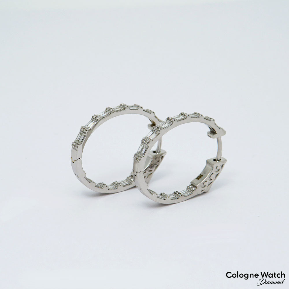 Creoles Earrings with 1.35ct F-G/vsi Diamond in 750/18K White Gold