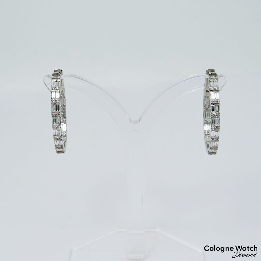 Creoles Earrings with 1.35ct F-G/vsi Diamond in 750/18K White Gold