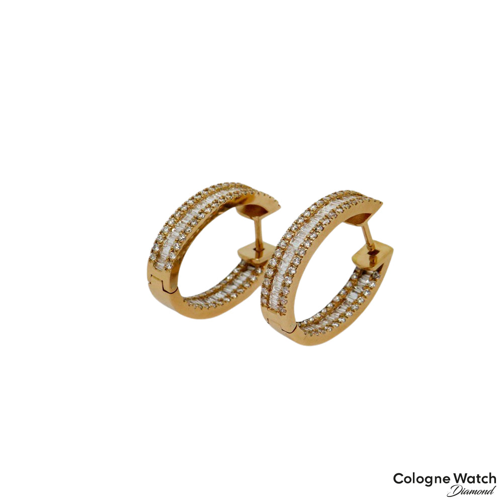 Creolen Ohrringe mit 1,43ct F-G/vsi Diamant in 750/18K Rosegold