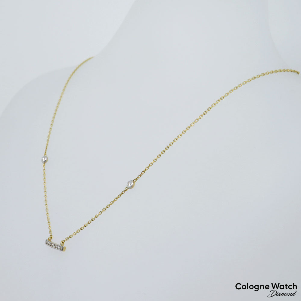 Necklace / Chain and Pendant with 0.07ct F-G/si diamond in 750/18K Yellow Gold