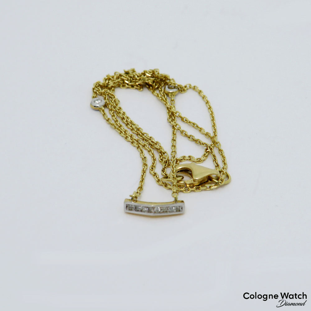 Necklace / Chain and Pendant with 0.07ct F-G/si diamond in 750/18K Yellow Gold