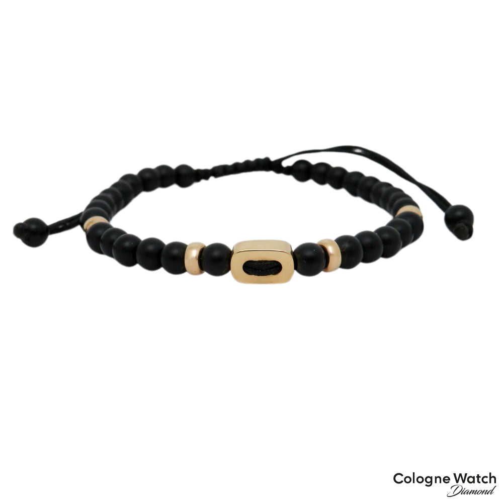 Jaibor pull bracelet with onyx trimming in 750/18K rose gold / nylon