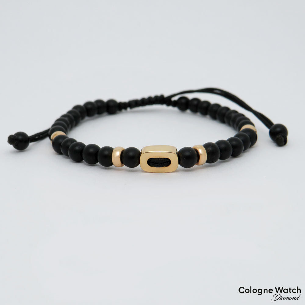 Jaibor pull bracelet with onyx trimming in 750/18K rose gold / nylon