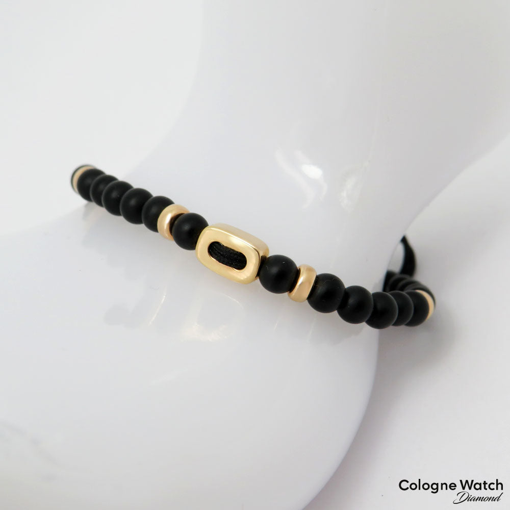 Jaibor pull bracelet with onyx trimming in 750/18K rose gold / nylon