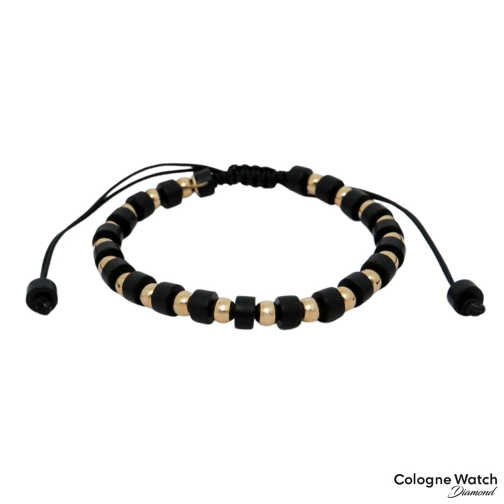 Jaibor pull bracelet with onyx trimming in 750/18K rose gold / nylon