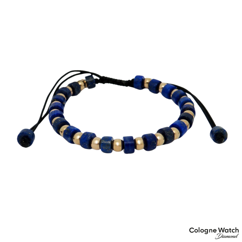 Jaibor pull bracelet with lapis lazuli trimming in 750/18K rose gold / nylon