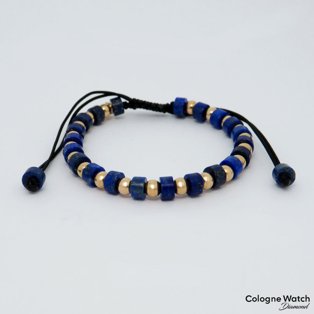 Jaibor pull bracelet with lapis lazuli trimming in 750/18K rose gold / nylon