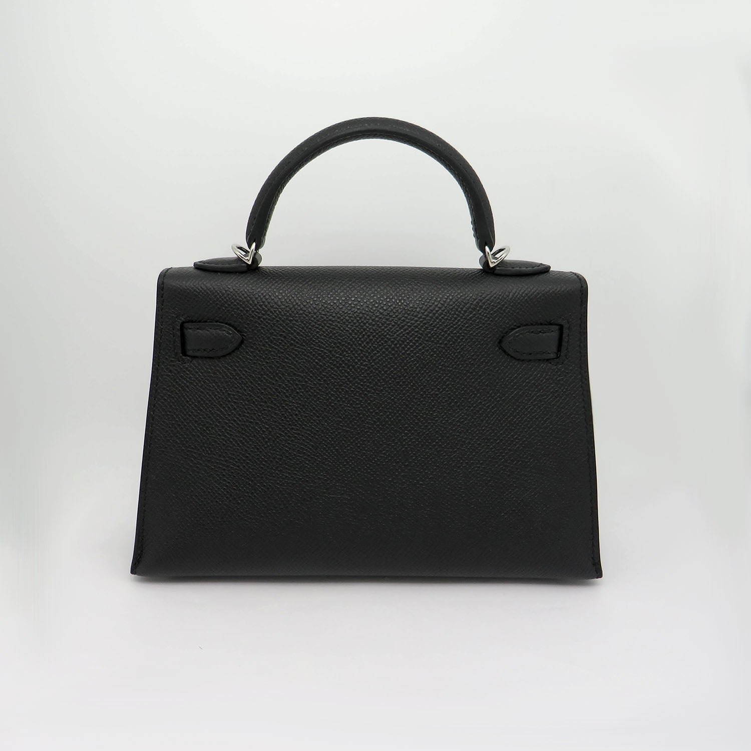 Hermès Mini Kelly 20, Epsom Leder schwarz mit Palladium Beschlägen